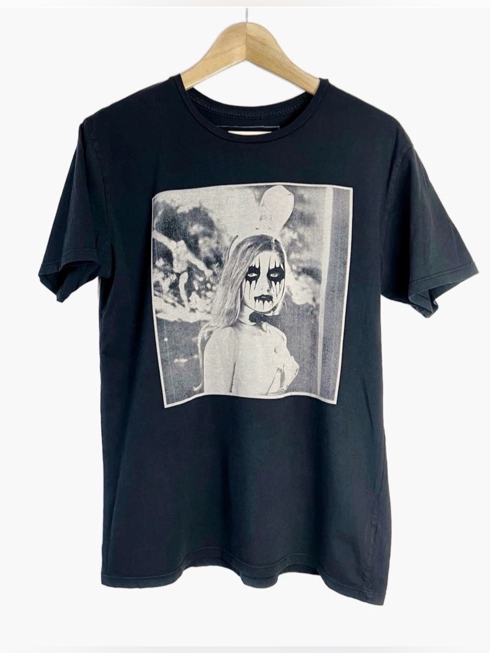 Graphic T-shirt Hips & Hair Black Rare Playmate Mens Medium Cotton Goth Metal